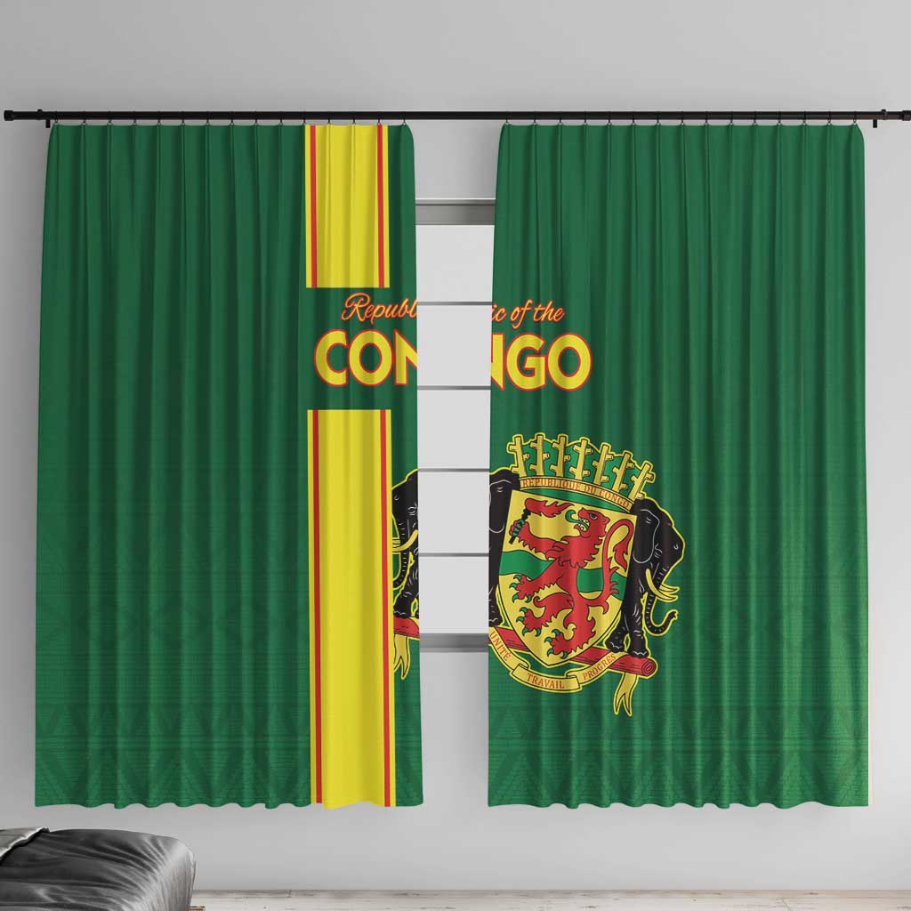 Congo Brazzaville Football Window Curtain Go Ba Diabulu ya Mbwaki Green Color - Wonder Print Shop