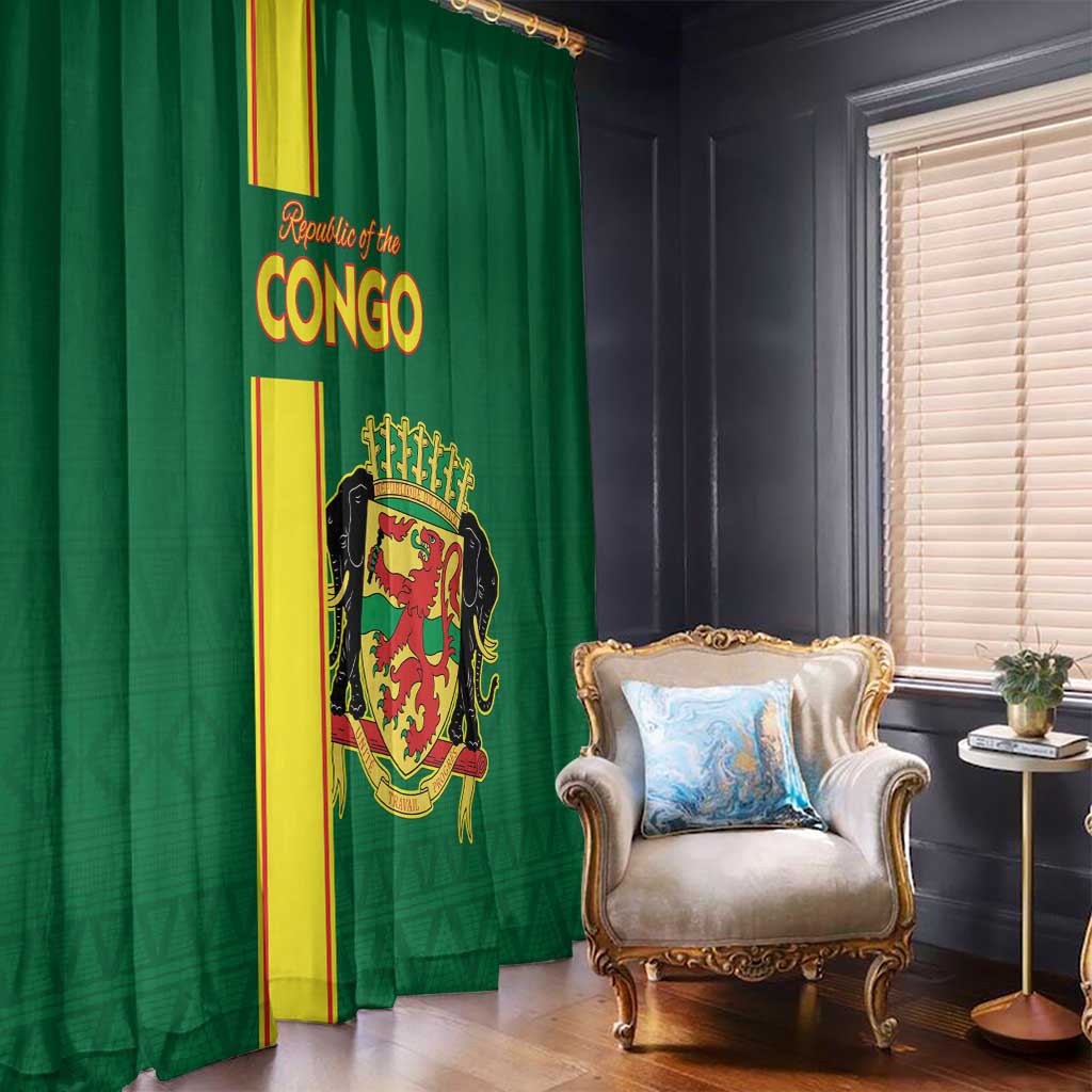 Congo Brazzaville Football Window Curtain Go Ba Diabulu ya Mbwaki Green Color - Wonder Print Shop