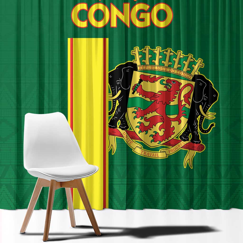 Congo Brazzaville Football Window Curtain Go Ba Diabulu ya Mbwaki Green Color - Wonder Print Shop