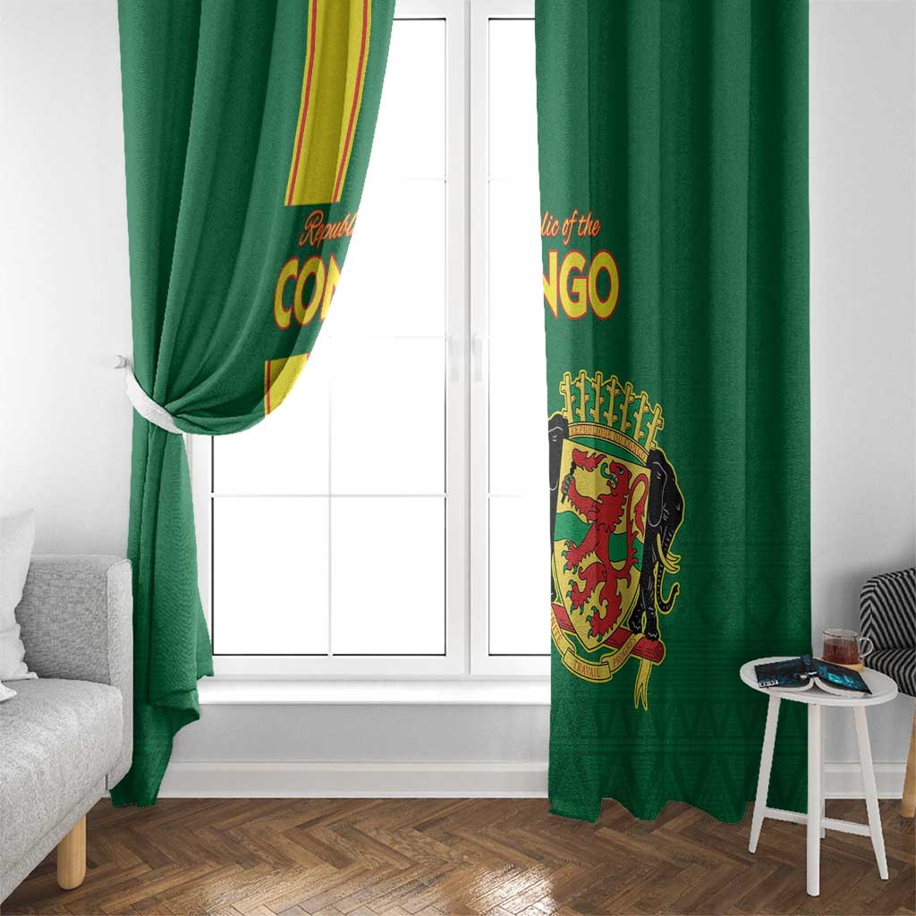 Congo Brazzaville Football Window Curtain Go Ba Diabulu ya Mbwaki Green Color - Wonder Print Shop