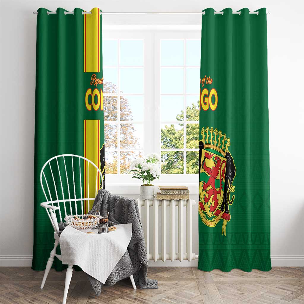 Congo Brazzaville Football Window Curtain Go Ba Diabulu ya Mbwaki Green Color - Wonder Print Shop
