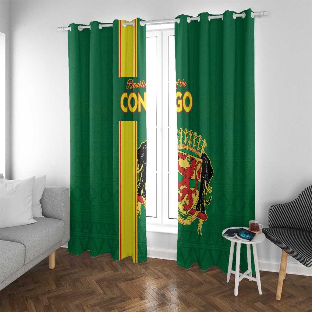 Congo Brazzaville Football Window Curtain Go Ba Diabulu ya Mbwaki Green Color - Wonder Print Shop