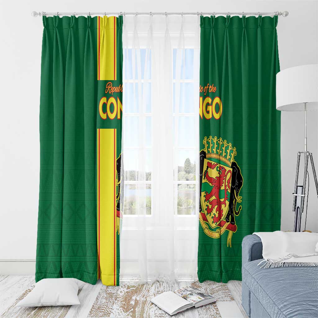 Congo Brazzaville Football Window Curtain Go Ba Diabulu ya Mbwaki Green Color - Wonder Print Shop