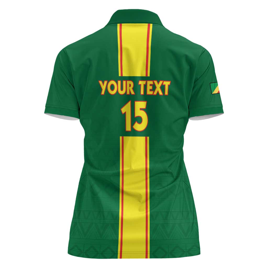 Custom Congo Brazzaville Football Women Polo Shirt Go Ba Diabulu ya Mbwaki Green Color - Wonder Print Shop