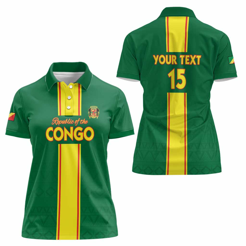 Custom Congo Brazzaville Football Women Polo Shirt Go Ba Diabulu ya Mbwaki Green Color - Wonder Print Shop