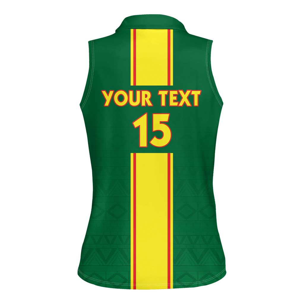 Custom Congo Brazzaville Football Women Sleeveless Polo Shirt Go Ba Diabulu ya Mbwaki Green Color - Wonder Print Shop
