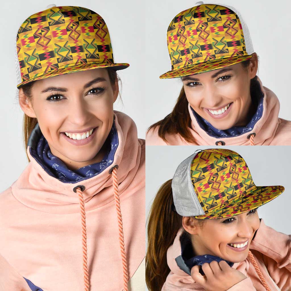 African Kente Pattern Mesh Trucker Cap Emaa Da - Wonder Print Shop