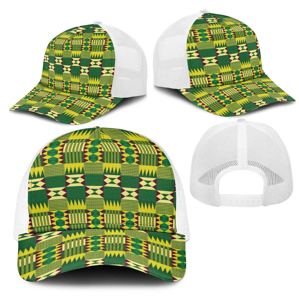 African Kente Pattern Mesh Trucker Cap Sika Fre Mogya - Wonder Print Shop