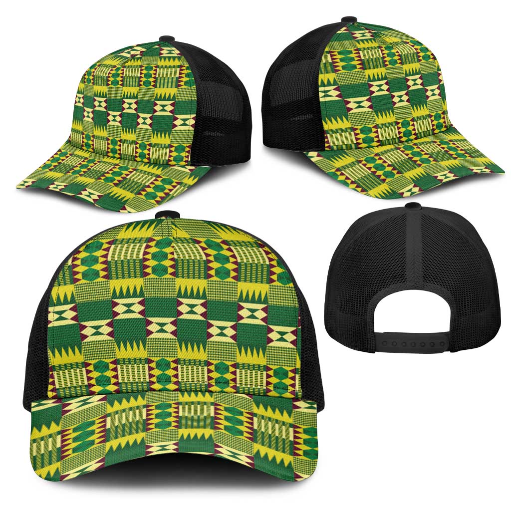 African Kente Pattern Mesh Trucker Cap Sika Fre Mogya - Wonder Print Shop