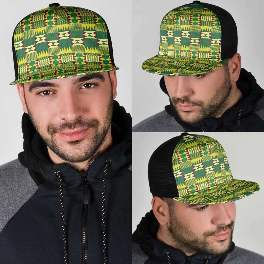 African Kente Pattern Mesh Trucker Cap Sika Fre Mogya - Wonder Print Shop
