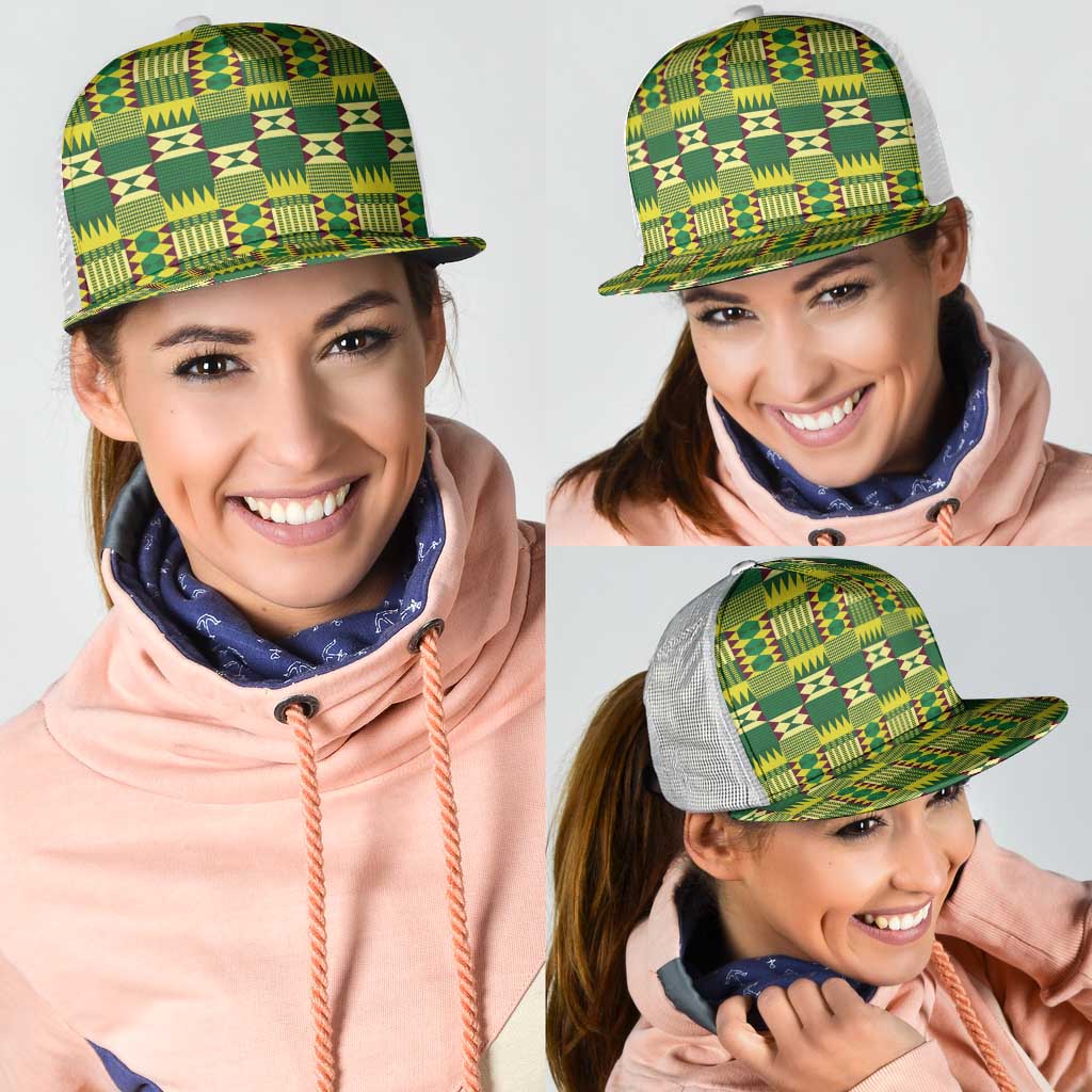 African Kente Pattern Mesh Trucker Cap Sika Fre Mogya - Wonder Print Shop