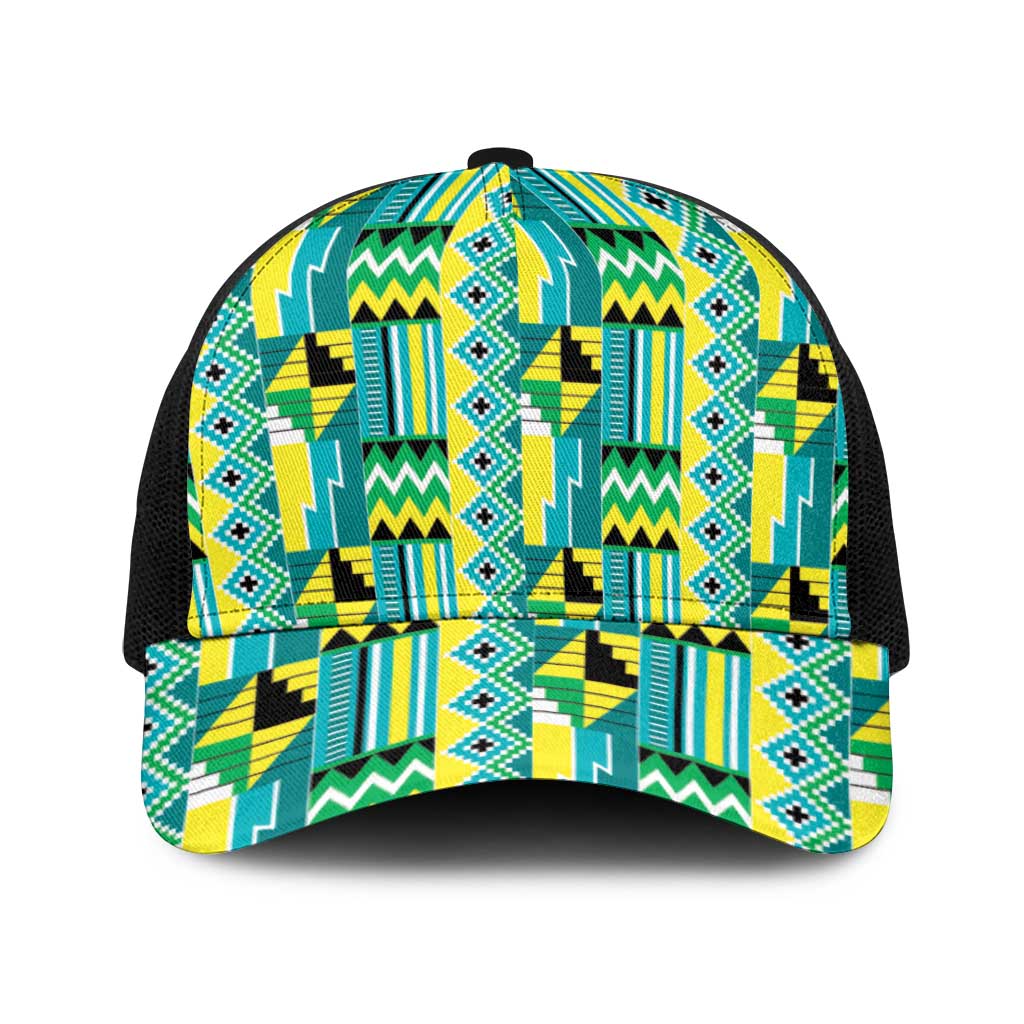 African Kente Pattern Baseball Net Cap Nkyinkyin - Wonder Print Shop
