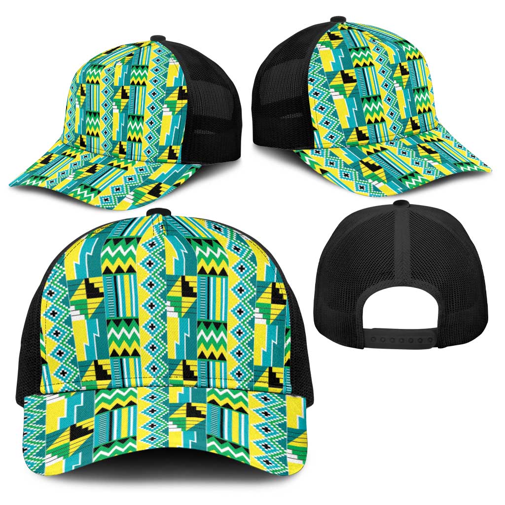 African Kente Pattern Baseball Net Cap Nkyinkyin - Wonder Print Shop