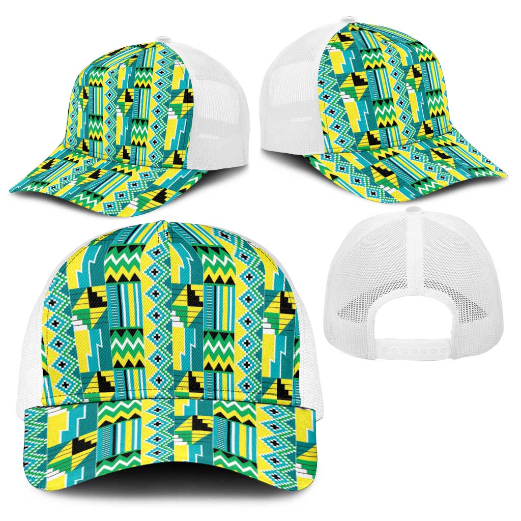African Kente Pattern Baseball Net Cap Nkyinkyin - Wonder Print Shop