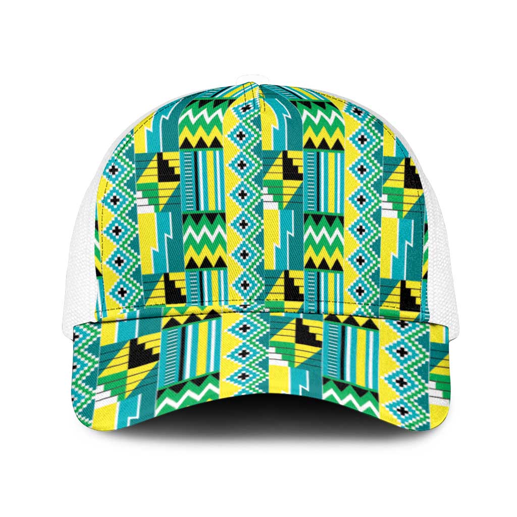 African Kente Pattern Mesh Trucker Cap Nkyinkyin - Wonder Print Shop