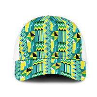 African Kente Pattern Mesh Trucker Cap Nkyinkyin - Wonder Print Shop