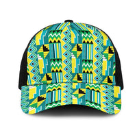 African Kente Pattern Mesh Trucker Cap Nkyinkyin - Wonder Print Shop