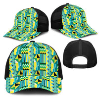 African Kente Pattern Mesh Trucker Cap Nkyinkyin - Wonder Print Shop