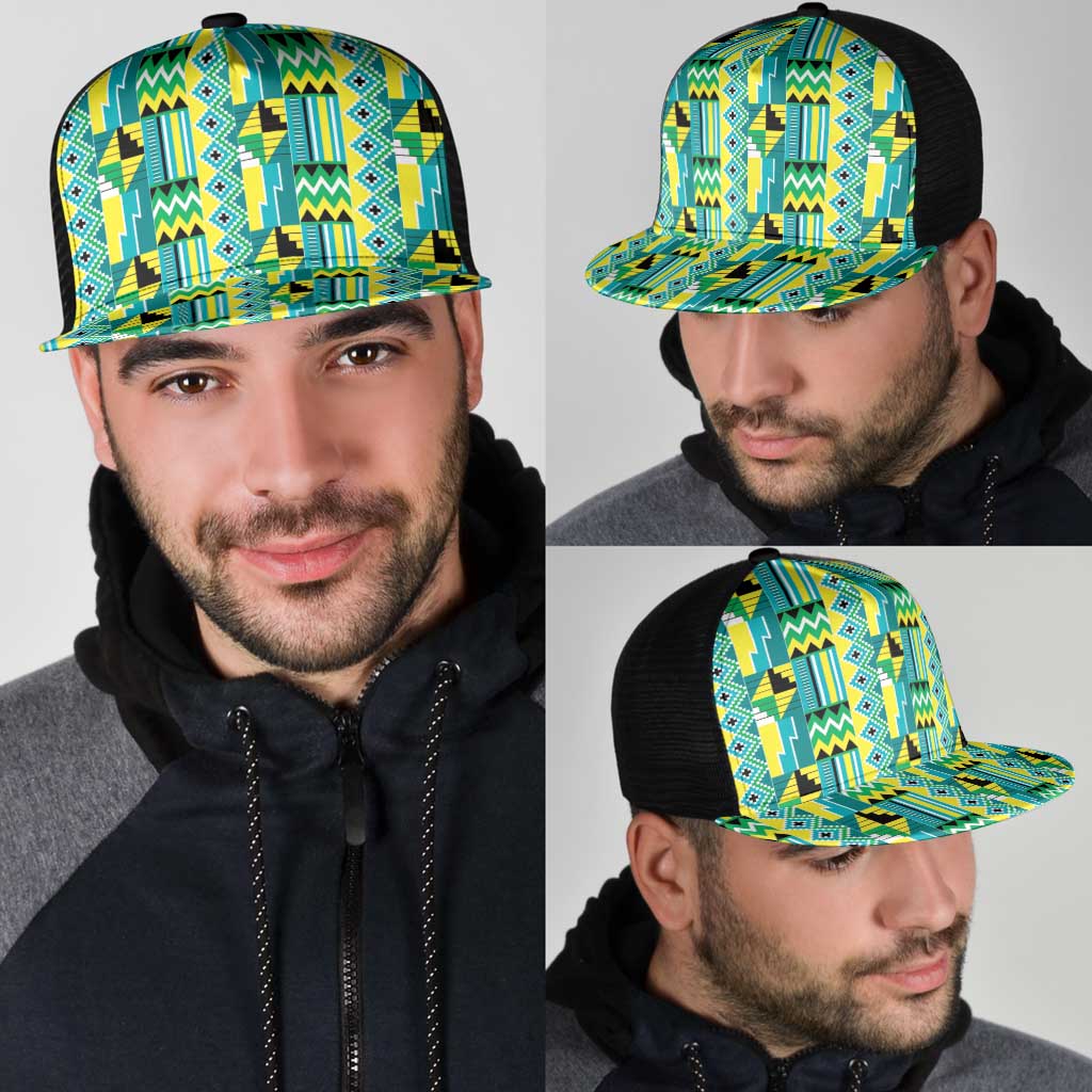African Kente Pattern Mesh Trucker Cap Nkyinkyin - Wonder Print Shop