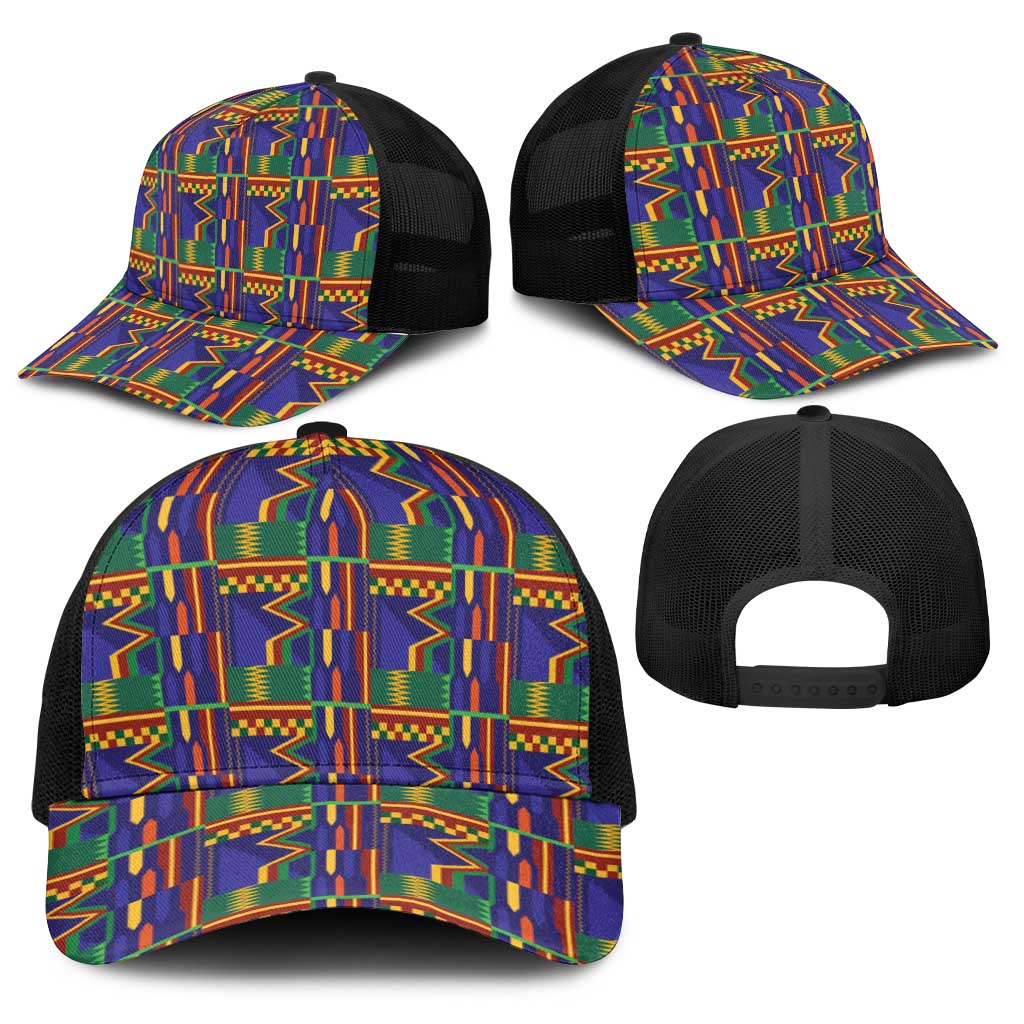 African Kente Pattern Baseball Net Cap Fathia Fata Nkrumah - Wonder Print Shop