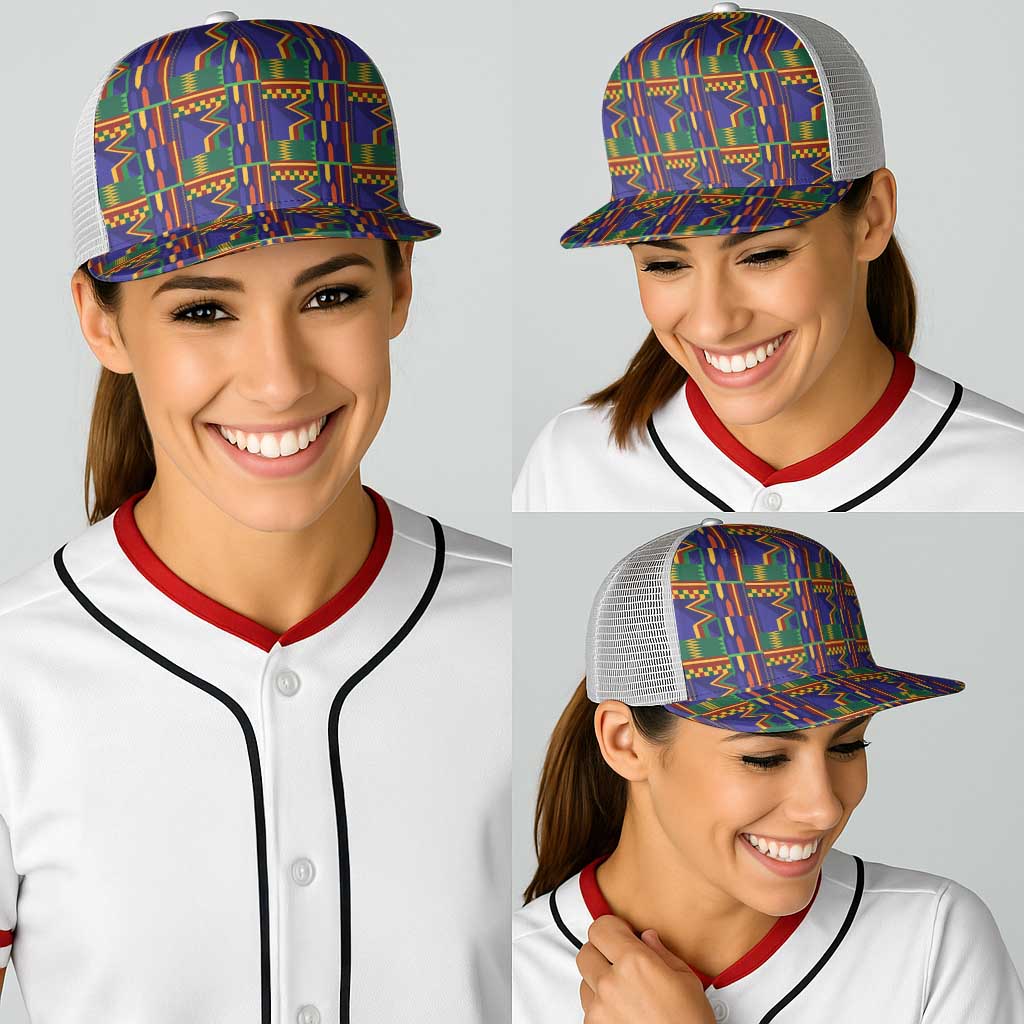 African Kente Pattern Baseball Net Cap Fathia Fata Nkrumah - Wonder Print Shop