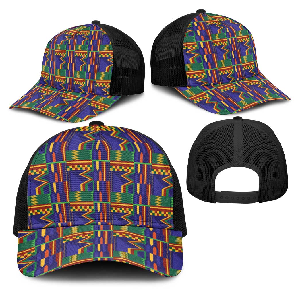 African Kente Pattern Mesh Trucker Cap Fathia Fata Nkrumah - Wonder Print Shop