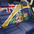 Personalised Turks And Caicos Islands Back Car Seat Cover Coat Of Arms Tropical Flower - Wonder Print Shop