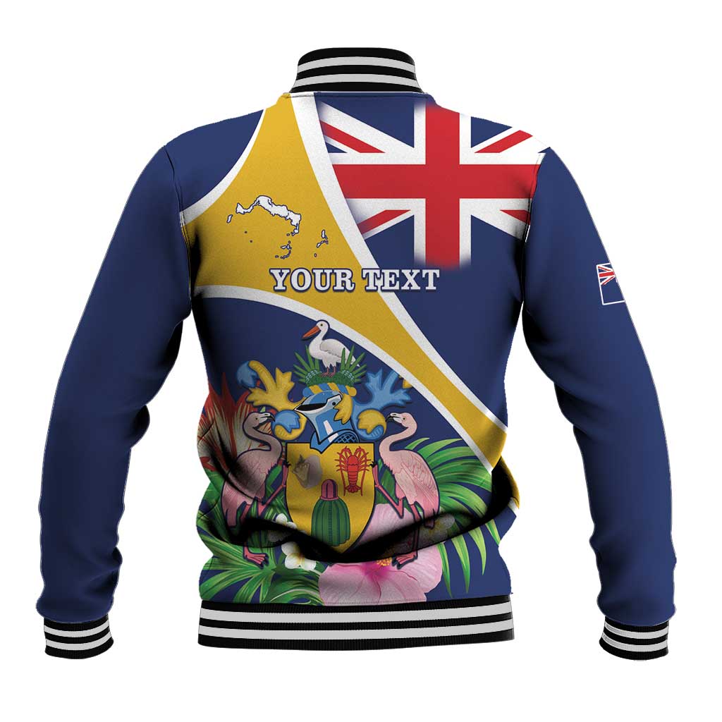 Personalised Turks And Caicos Islands Baseball Jacket Coat Of Arms Tropical Flower - Wonder Print Shop