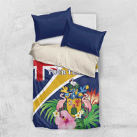 Personalised Turks And Caicos Islands Bedding Set Coat Of Arms Tropical Flower - Wonder Print Shop