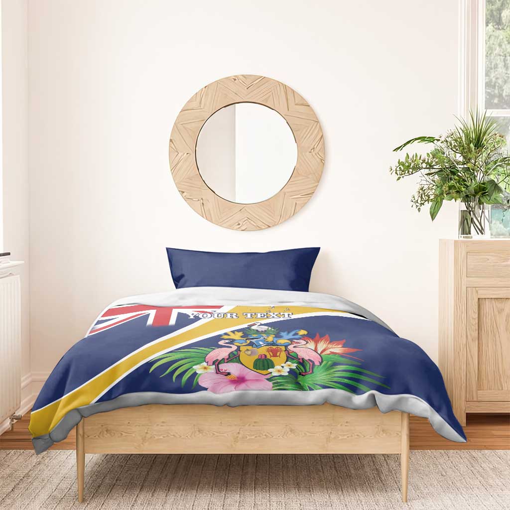 Personalised Turks And Caicos Islands Bedding Set Coat Of Arms Tropical Flower - Wonder Print Shop