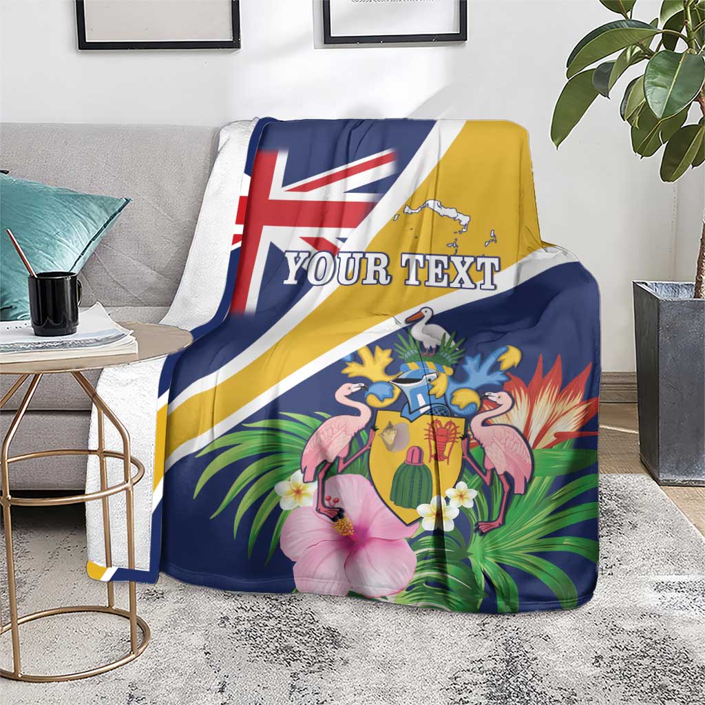 Personalised Turks And Caicos Islands Blanket Coat Of Arms Tropical Flower