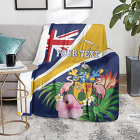 Personalised Turks And Caicos Islands Blanket Coat Of Arms Tropical Flower