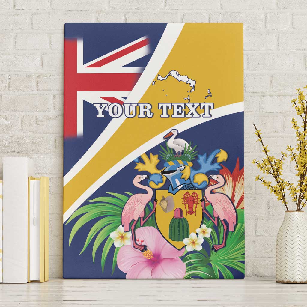 Personalised Turks And Caicos Islands Canvas Wall Art Coat Of Arms Tropical Flower - Wonder Print Shop