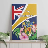 Personalised Turks And Caicos Islands Canvas Wall Art Coat Of Arms Tropical Flower - Wonder Print Shop