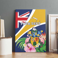 Personalised Turks And Caicos Islands Canvas Wall Art Coat Of Arms Tropical Flower - Wonder Print Shop