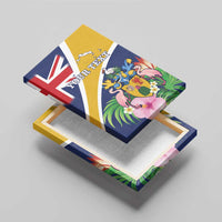 Personalised Turks And Caicos Islands Canvas Wall Art Coat Of Arms Tropical Flower - Wonder Print Shop