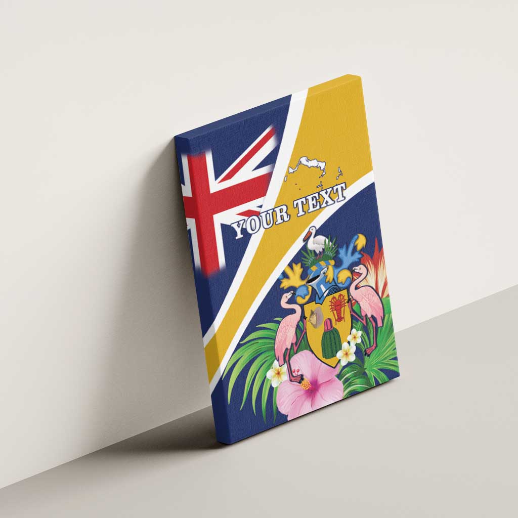 Personalised Turks And Caicos Islands Canvas Wall Art Coat Of Arms Tropical Flower - Wonder Print Shop