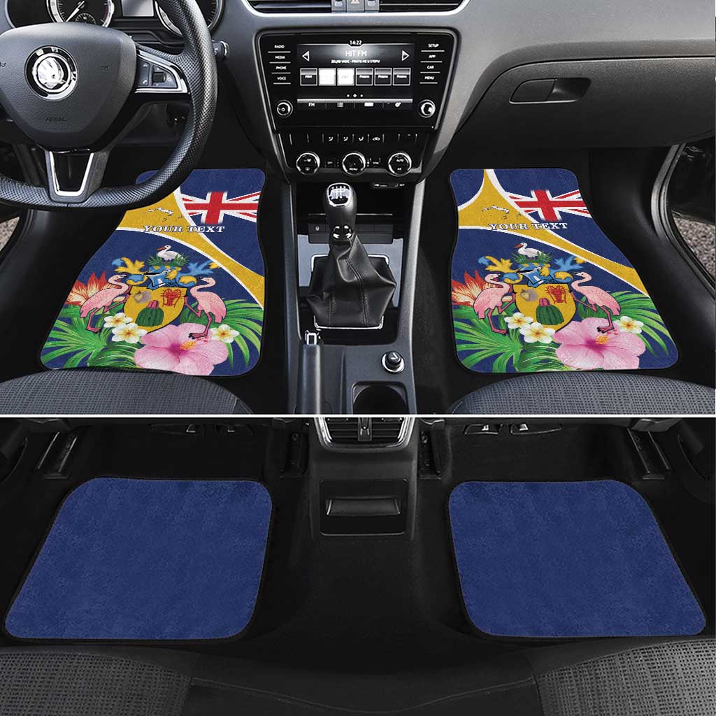 Personalised Turks And Caicos Islands Car Mats Coat Of Arms Tropical Flower - Wonder Print Shop