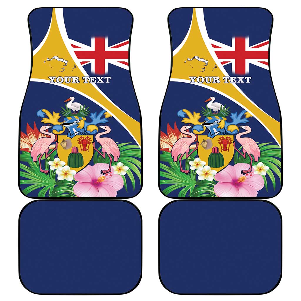 Personalised Turks And Caicos Islands Car Mats Coat Of Arms Tropical Flower - Wonder Print Shop