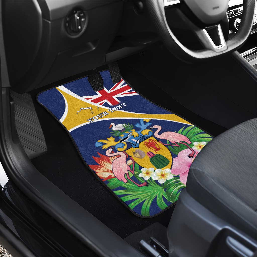 Personalised Turks And Caicos Islands Car Mats Coat Of Arms Tropical Flower - Wonder Print Shop