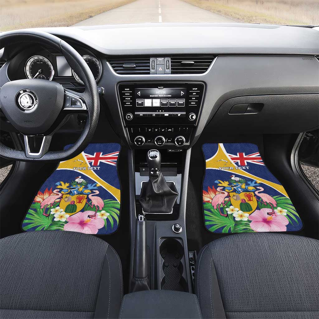 Personalised Turks And Caicos Islands Car Mats Coat Of Arms Tropical Flower - Wonder Print Shop