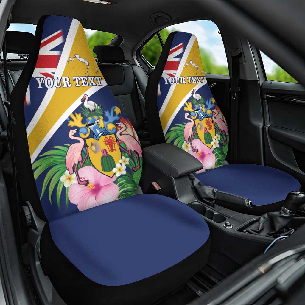 Personalised Turks And Caicos Islands Car Seat Cover Coat Of Arms Tropical Flower - Wonder Print Shop