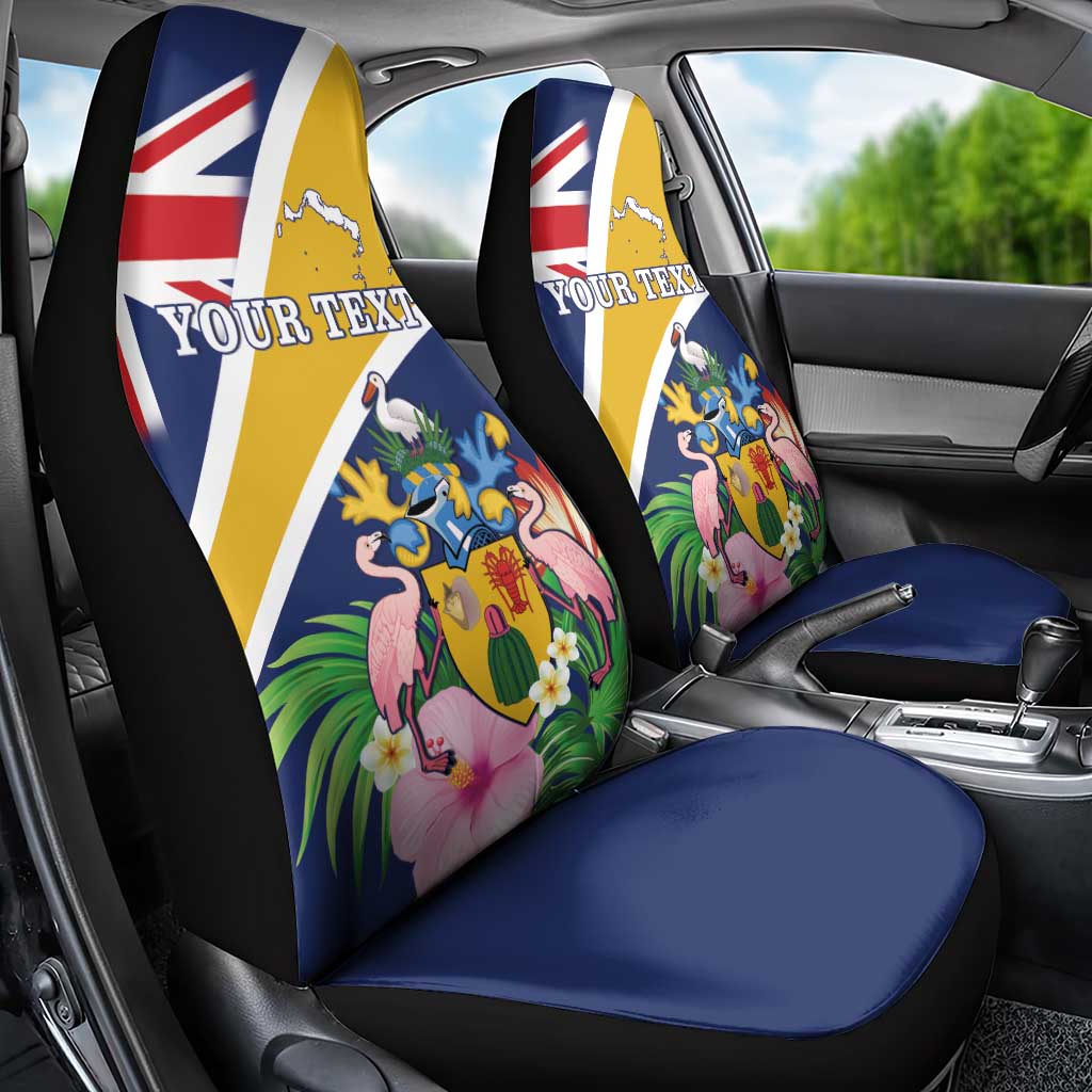 Personalised Turks And Caicos Islands Car Seat Cover Coat Of Arms Tropical Flower - Wonder Print Shop