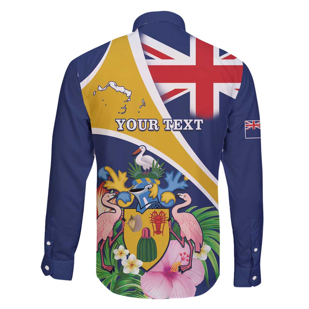 Personalised Turks And Caicos Islands Family Matching Long Sleeve Bodycon Dress and Hawaiian Shirt Coat Of Arms Tropical Flower - Wonder Print Shop