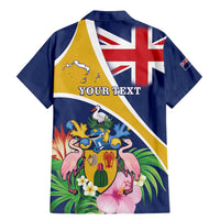Personalised Turks And Caicos Islands Family Matching Mermaid Dress and Hawaiian Shirt Coat Of Arms Tropical Flower - Wonder Print Shop