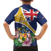 Personalised Turks And Caicos Islands Family Matching Short Sleeve Bodycon Dress and Hawaiian Shirt Coat Of Arms Tropical Flower - Wonder Print Shop
