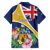 Personalised Turks And Caicos Islands Family Matching Short Sleeve Bodycon Dress and Hawaiian Shirt Coat Of Arms Tropical Flower - Wonder Print Shop