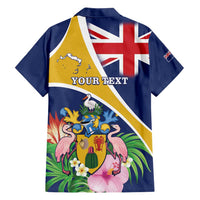 Personalised Turks And Caicos Islands Hawaiian Shirt Coat Of Arms Tropical Flower - Wonder Print Shop