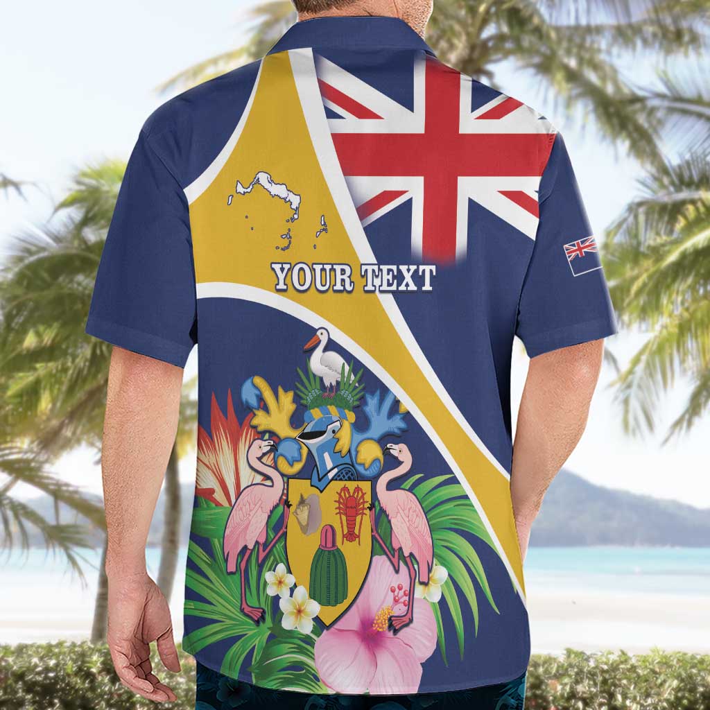 Personalised Turks And Caicos Islands Hawaiian Shirt Coat Of Arms Tropical Flower - Wonder Print Shop