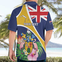 Personalised Turks And Caicos Islands Hawaiian Shirt Coat Of Arms Tropical Flower - Wonder Print Shop